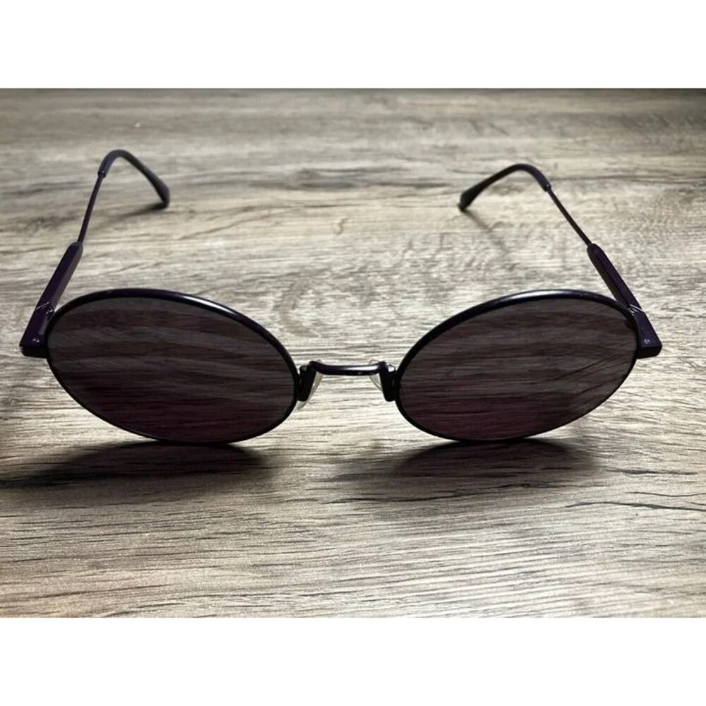 Fendi Women Sunglasses PurpleMetal Frame Round Eyewear Waves Made in Italy